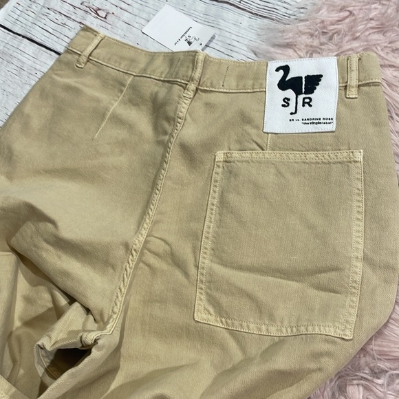 NWT Free People x Sandrine Rose Wide Leg Jeans Sunflower Tan Beige Cream - Picture 8 of 9